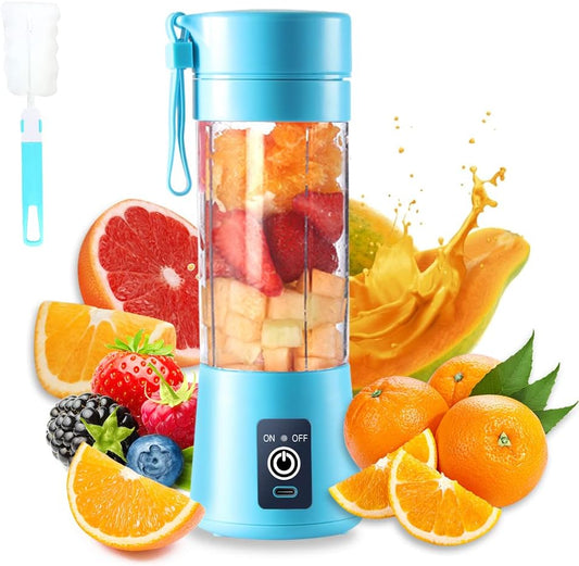 Rechargeable Portable Mini Juicer Blender – 6 Blades, 380ml Outdoor Juicing Cup [Random Color]
